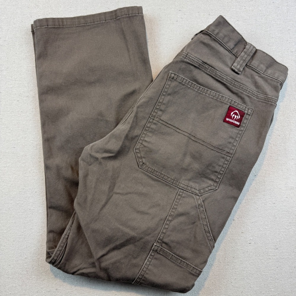 Wolverine Mens Canvas Work Pants Brown 32x30 Straight Leg Utility Carpenter